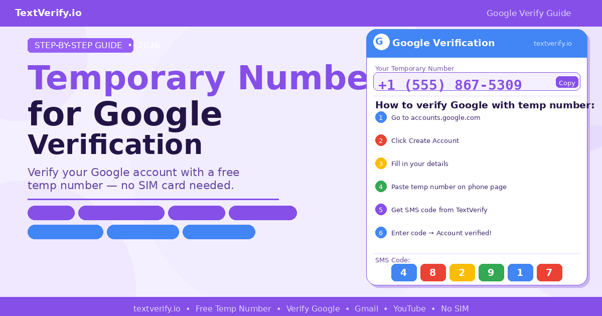 Temporary Number for Google Verification — Get a Real US Number