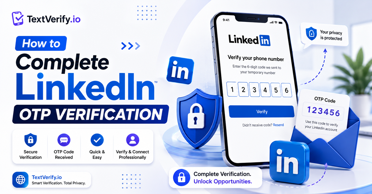 How to Complete LinkedIn OTP Verification using a secure SMS verification number from TextVerify.io.