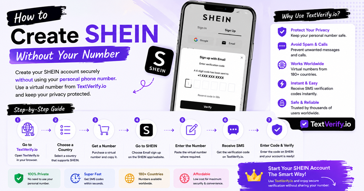 How to Create a SHEIN Account Without Your Phone Number using a secure temporary SMS verification number from TextVerify.io.