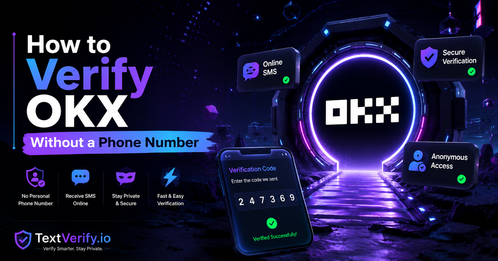 How to Verify OKX Without a Phone Number using a secure temporary SMS verification number from TextVerify.io.